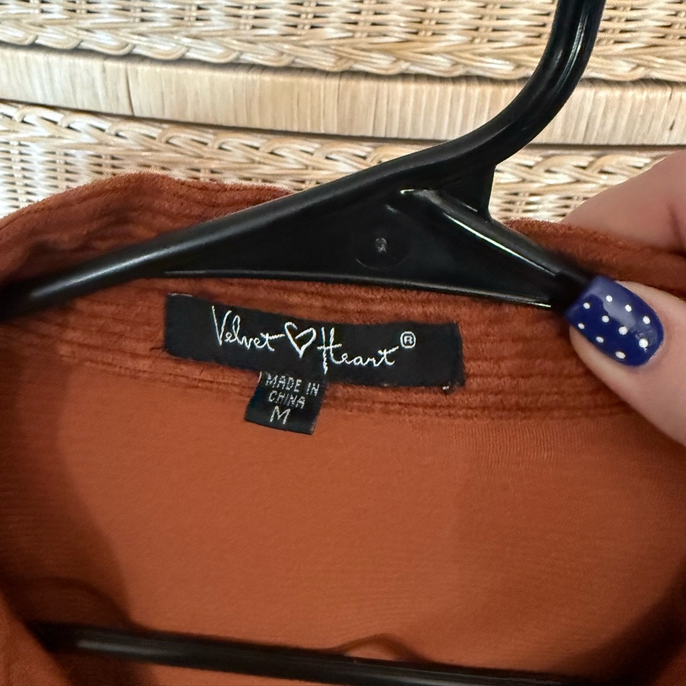 Burnt Orange Corduroy Button Up Shacket - Picture 4 of 7